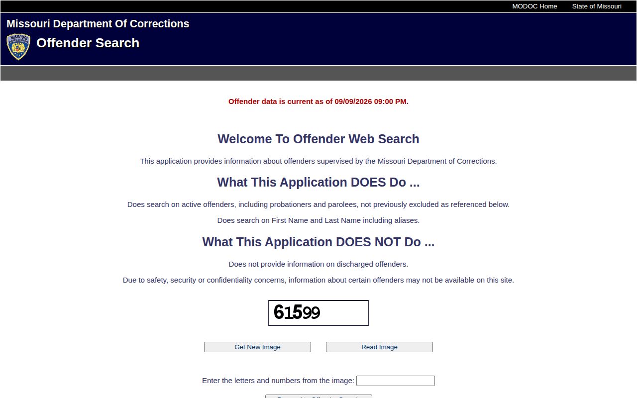 Missouri DOC Wayne County offender record search