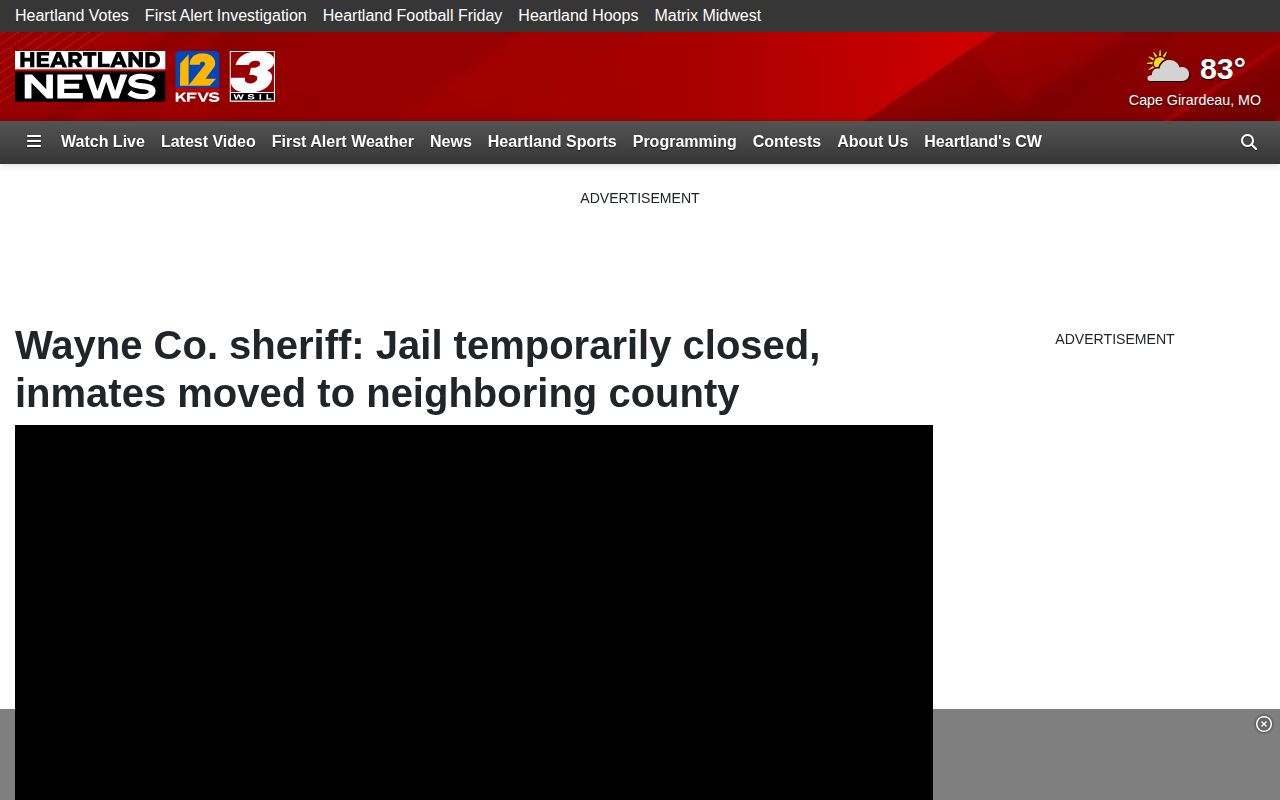 KFVS12 report on the temporary Wayne County Jail closure